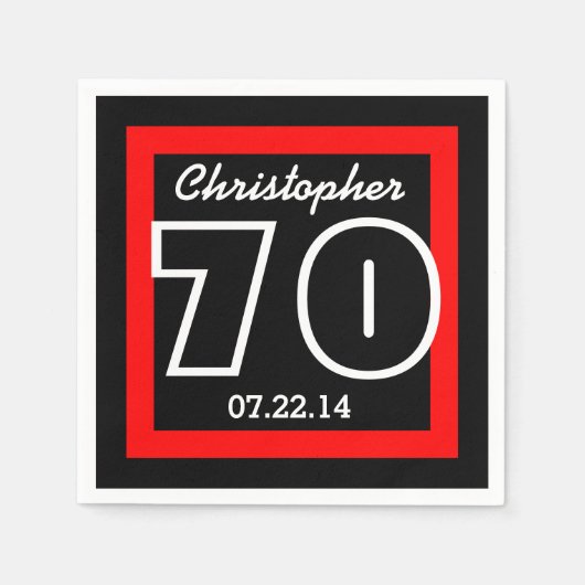 70e verjaardag Modern geometrisch vierkant Lijst Servetten (Voorkant)