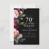 70e verjaardag Modern Moody Bourgondië Blush Bloem Kaart (Voorkant)