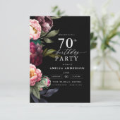 70e verjaardag Modern Moody Bourgondië Blush Bloem Kaart (Staand voorkant)