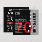 70e verjaardag Modern Red Silver Black Funny D845E Kaart (Voorkant / Achterkant)