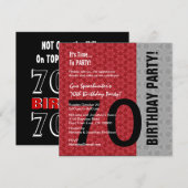 70e verjaardag Modern Red Silver Black Funny D848 Kaart (Voorkant / Achterkant)