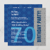 70e verjaardag Modern Silver en Blue Funny D848A Kaart (Voorkant / Achterkant)