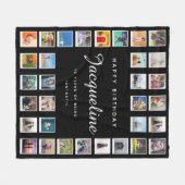 70e verjaardag Moderne grafische foto Collage zwar Fleece Deken (Voorkant (Horizontaal))