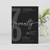 70e verjaardag Moderne minimalistische zwart grijs Kaart (Staand voorkant)
