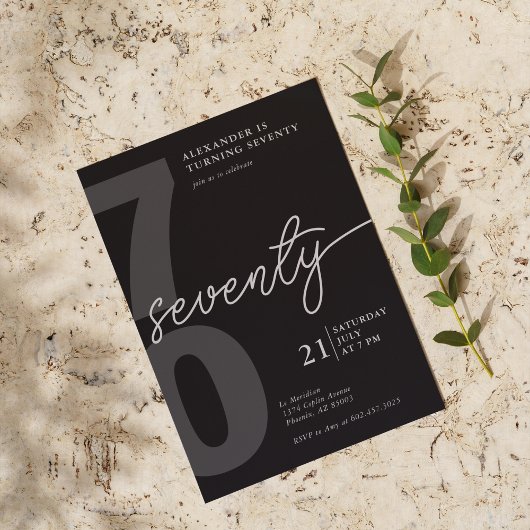 70e verjaardag Moderne minimalistische zwart grijs Kaart