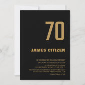 70e verjaardag Moderne Minimalistische Zwarte Gold Kaart (Voorkant)