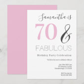 70e verjaardag Moderne Roze Feestuitnodiging Kaart (Voorkant / Achterkant)