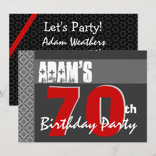 70e verjaardag moderne versie voor zijn rode witte kaart (Voorkant / Achterkant)