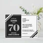 70e verjaardag Moderne zwarte en witte diner Kaart (Staand voorkant)