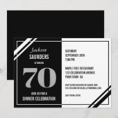 70e verjaardag Moderne zwarte en witte diner Kaart (Voorkant / Achterkant)