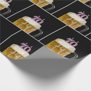 70e verjaardag Mok bier met kaarsen Cadeaupapier