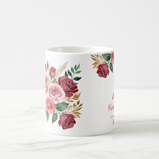 70e verjaardag Mok voor oma - Bloemen Custom Name (Center)