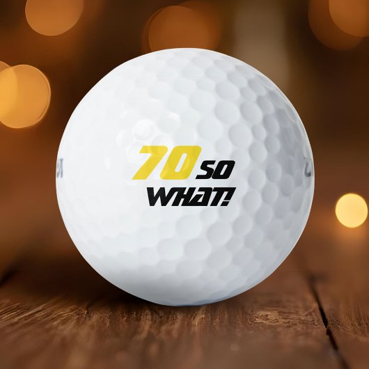 70e Verjaardag Motivatie Elegant Geel Zwart Golfballen