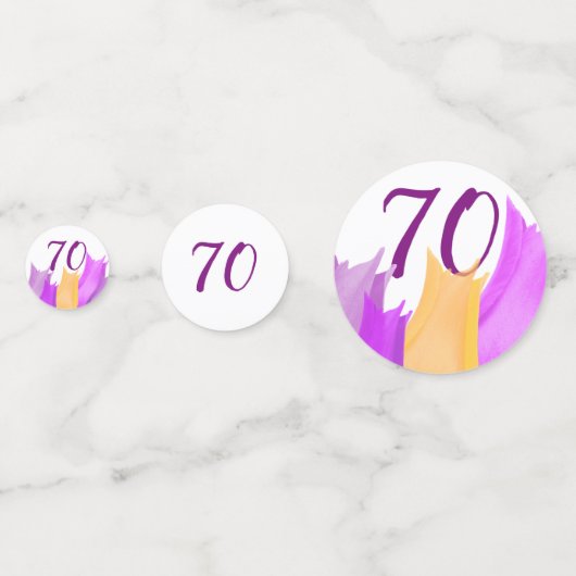70e verjaardag Motivatie Paarse Tulpen Confetti (Achterkanten)
