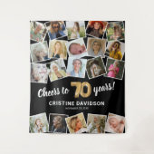 70e verjaardag multi foto achtergrond wandkleed (Voorkant)