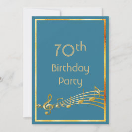 70e verjaardag muzieknoten blauwgroen blauw groen kaart