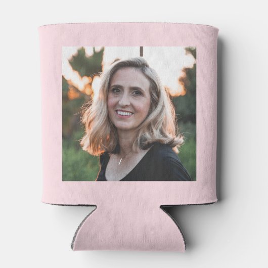 70e Verjaardag Naam 1955 Chic Roze Grijs Foto Blikjeskoeler (Achterkant)