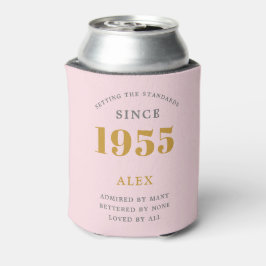 70e Verjaardag Naam 1955 Roze Grijs Elegant Chic Blikjeskoeler