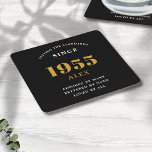 70e verjaardag naam 1955 Zwart goud Elegant Chic Kartonnen Onderzetters<br><div class="desc">Premium 70e Verjaardag Zwart en Goud Gepersonaliseerde Papieren Onderzetters - Celebration Elegance. Vier een mijlpaalverjaardag in stijl met onze chique, premium-kwaliteit, 70e Verjaardag papier onderzetters. Uitstekend ontworpen met een opvallend zwart en gouden kleurenschema, voegen deze onderzetters een vleugje luxe en sophisticatie toe aan elke 70e verjaardagsfeest. Druk uw persoonlijke stijl...</div>