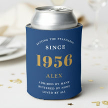 70e Verjaardag Naam 1956 Blauw Goud Elegant Chic
