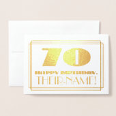 70e verjaardag; naam + Art Deco geïnspireerd look  Folie Kaarten (Voorkant met envelop)