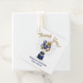 70e verjaardag Navy Blue Balloon Cake Bedankt Bedankjes Labels (In situ)