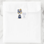 70e verjaardag Navy Blue Balloon Cake Bedankt Vierkante Sticker (Tas)