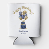 70e verjaardag Navy Blue Balloon Cake Blikjeskoeler (Voorkant)