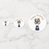 70e verjaardag Navy Blue Balloon Cake Confetti (Voorkanten)