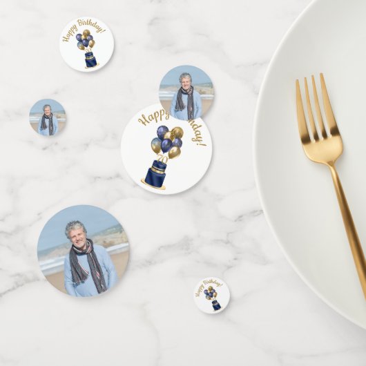 70e verjaardag Navy Blue Balloon Cake Confetti (Groep)