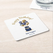 70e verjaardag Navy Blue Balloon Cake Kartonnen Onderzetters (Schuin)