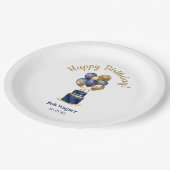 70e verjaardag Navy Blue Balloon Cake Papieren Bordje (Gekanteld)