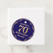 70e verjaardag Navy Blue en Gold Glitter Bedankjes Labels (In situ)