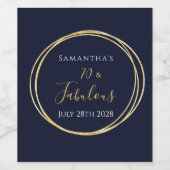 70e verjaardag Navy Gold 70 en Fabulous Party Wijn Etiket (Enkel label)