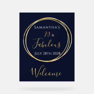 70e verjaardag Navy Gold verjaardagsfeest welkom Acryl Bord