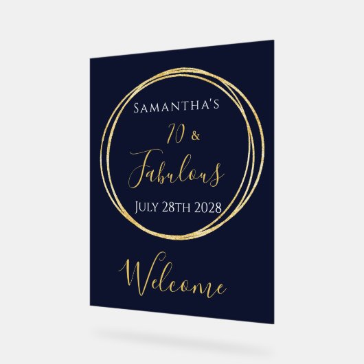 70e verjaardag Navy Gold verjaardagsfeest welkom Acryl Bord (Hoek)