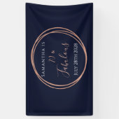 70e verjaardag Navy Roos Gold verjaardagsfeest Spandoek (Verticaal)