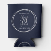 70e verjaardag Navy Silver Cheers tot 70 jaar Blikjeskoeler (Voorkant)