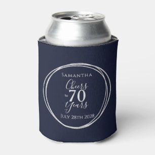 70e verjaardag Navy Zilver Proost op 70 jaar Blikjeskoeler