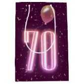 70e verjaardag Neon Sign en Confetti Medium Cadeauzakje (Voorkant)