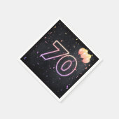 70e verjaardag Neon Sign On Black Napkins Servet (Hoek)