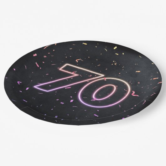 70e verjaardag Neon Sign on Black Paper Bord (Gekanteld)