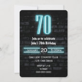 70e verjaardag Neon Sign on Brick Invitation Kaart (Voorkant)