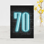 70e verjaardag Neon Sign on Brick Kaart (Gele Bloem)