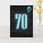 70e verjaardag Neon Sign on Brick Kaart (Gele Bloem)