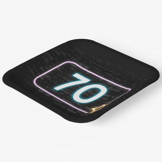 70e verjaardag Neon Sign On Brick Papieren Bordje (Gebogen)