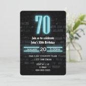 70e verjaardag Neon Sign op Brick Kaart (Staand voorkant)