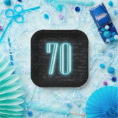 70e verjaardag Neon Sign op Brick Papieren Bordje (Feest)