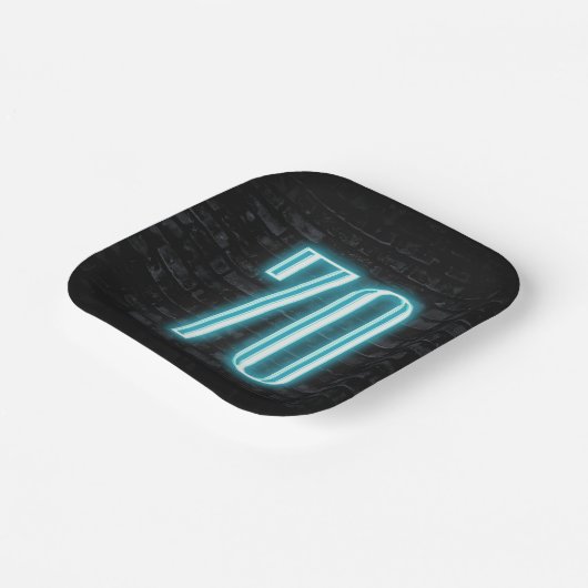 70e verjaardag Neon Sign op Brick Papieren Bordje (Gebogen)