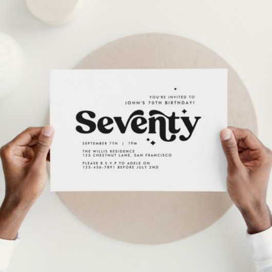 70e verjaardag nodigen moderne minimale eenvoudige kaart